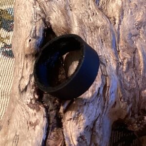 Genuine Handcrafted Black Leather Ring Size 12